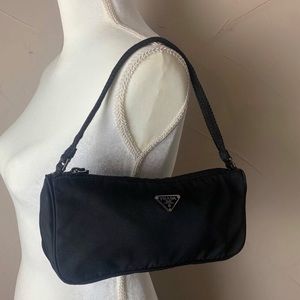 Black nylon vintage Prada pochette bag